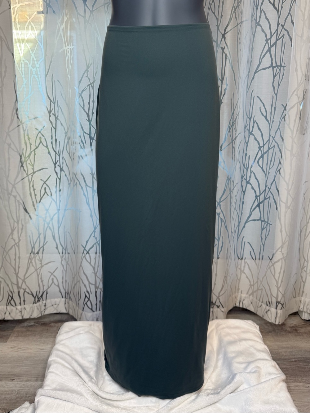 SKIMS Fits Everybody Long Maxi Skirt Deep Sea Dark Green Size 3X Bodycon
